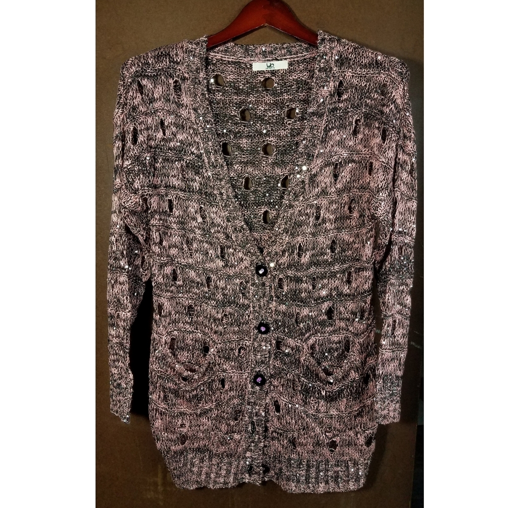 Sequin Pink Knit Cardigan